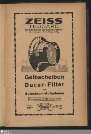 Werbung: Zeiss Tessare, Carl Zeiss Jena