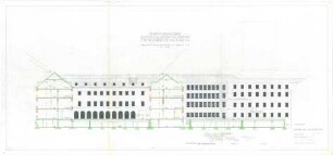 Gsaenger, Gustav; München, Theatinerstr.; Bayerisches Kultusministerium, Erweiterung - Erweiterungsbau Ausführungsplan, Salvatorstr. Hofseite (Ansicht)