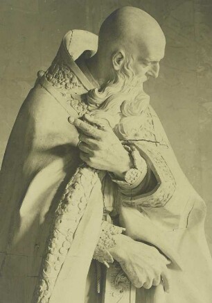 Der heilige Augustinus : Balthasar Permoser (1651-1732): Heiliger Augustinus. Holz, weiß gefaßt: H. ca. 2,50 m