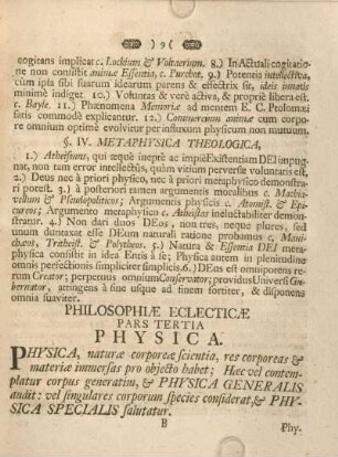 Philosophiæ ecclecticæ.