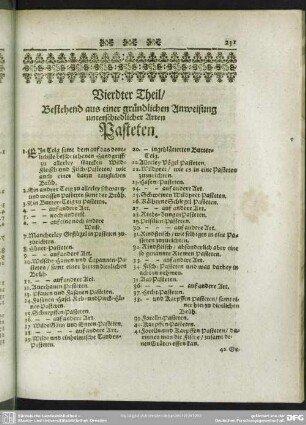 Vierdter Theil, Bestehend aus einer gründlichen Anweisung unterschiedlicher Arten Pasteten