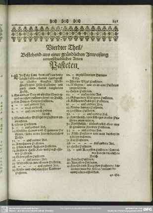 Vierdter Theil, Bestehend aus einer gründlichen Anweisung unterschiedlicher Arten Pasteten