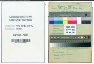 Entnazifizierung Adolf Langer , geb. 07.07.1897 (Kaufmann)