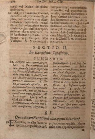 Sectio II. De Exceptionis Oppositione.