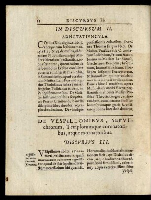 De Vespillonibus, Sepulchrorum, Templorumque coronatoribus, atque exornatoribus. Discursus III.