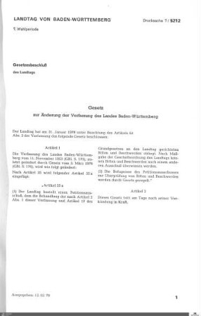 Gesetz zur Änderung der Landesverfassung