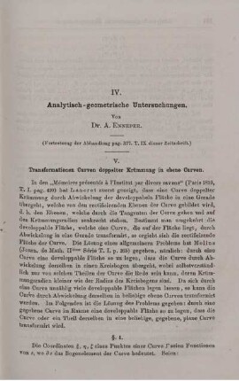 IV. Analytisch - geometrische Untersuchungen.