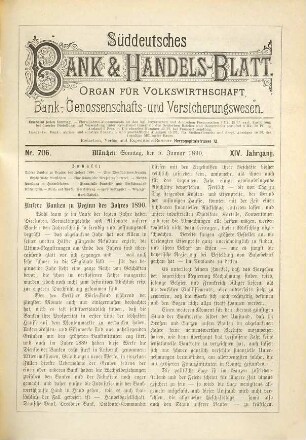 Süddeutsches Bank- & Handelsblatt : Organ für Volkswirtschaft, Industrie, Bank- und Versicherungswesen. 14. 1890