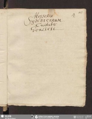 Historia Syndicorum Civitatis Gorlicii