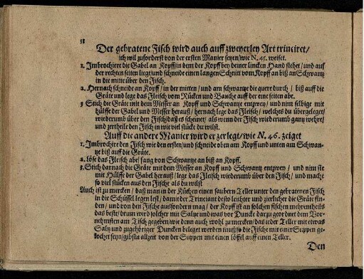 Der gebratene Fisch wird auch auff zweyerley Art trinciret ... wie N. 45. weiset