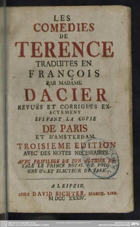Les Comedies De Terence