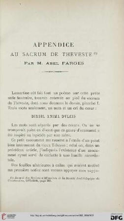 Sér. 3: Appendice au Sacrum de Theveste