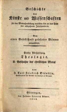 Geschichte der christlichen Moral seit dem Wiederaufleben der Wissenschaften