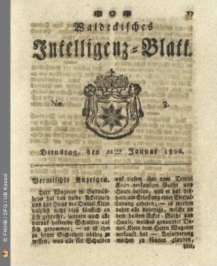 No. 3. Dienstag, den 21ten Januar 1806