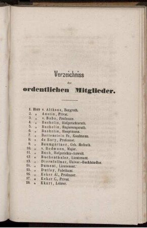 Verzeichniss der ordentlichen Mitglieder.