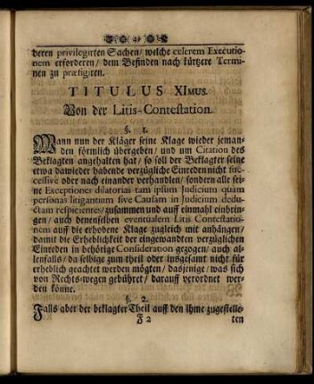 Titulus XImus. Von der Litis-Contestation.