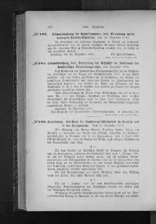 No. 184 Bekanntmachung der Handelskammer, betr. Ernennung zweier beeidigten Handels-Chemiker