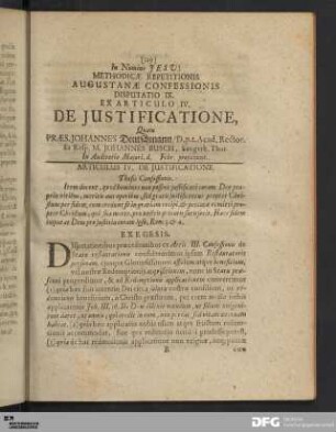 Articulus IV. De Justificatione.