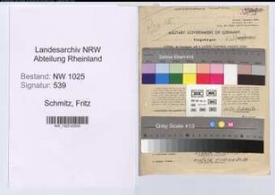 Entnazifizierung Fritz Schmitz , geb. 22.05.1899 (Drucker)