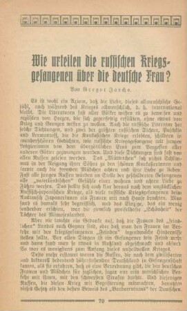 Wie urteilen die russischen Kriegsgefangenen über die deutsche Frau?