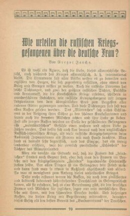 Wie urteilen die russischen Kriegsgefangenen über die deutsche Frau?