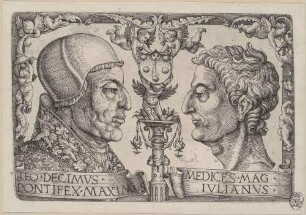 Doppelbildnis Papst Leo X. mit seinem Bruder Giuliano de' Medici