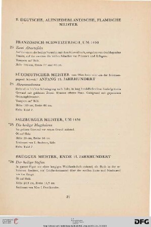 B. Deutsche, Niederländische, Flämische Meister (Nr. 23-55)