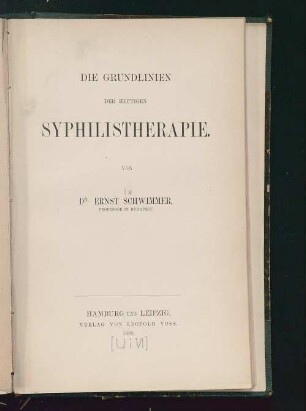 Die Grundlinien der heutigen Syphilistherapie