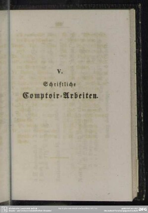V. Schriftliche Comptoir-Arbeiten