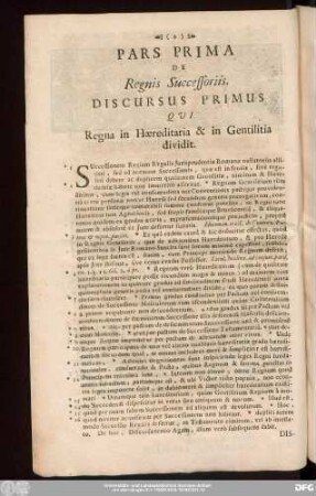 Discursus Primus Qui Regna in Haereditaria & in Gentilitia dividit.