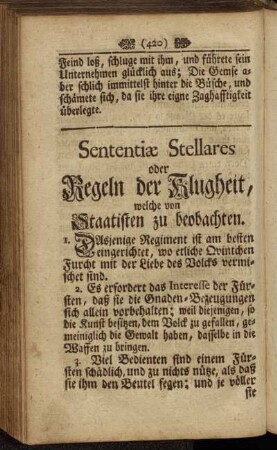 Sententiæ Stellares oder Regeln der Klugheit, welche von Staatisten zu beobachten.