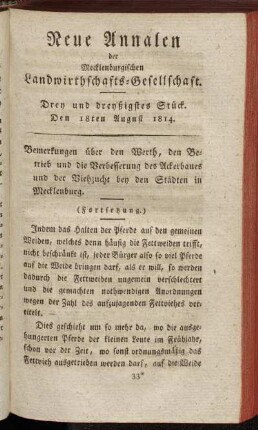 Drey und dreyßigstes Stück. Den 18ten August 1814.
