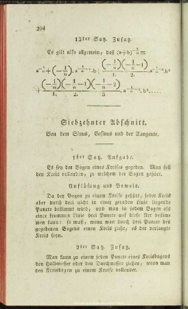 Siebzehnter Abschnitt. Von dem Sinus, Cosinus und der Tangente