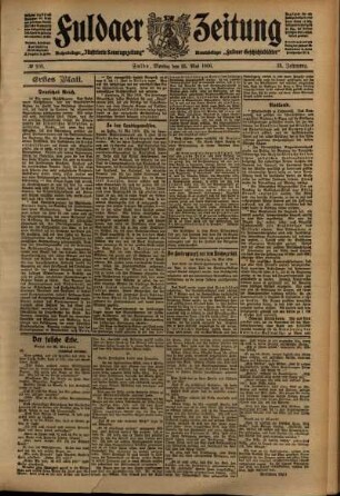 Erste Ausgabe vom Montag, den 25. Mai 1908.