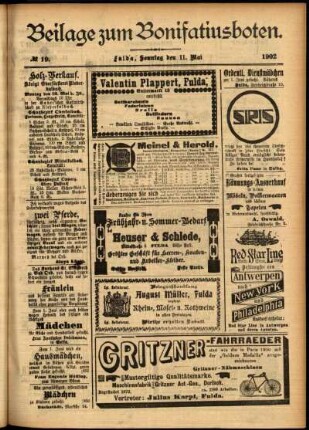 Zweite Ausgabe vom Sonntag, den 11. Mai 1902.