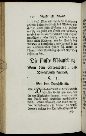 Die fünfte Abhandlung Vom dem Strombette, und Durchschnitte desselben.