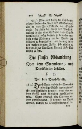 Die fünfte Abhandlung Vom dem Strombette, und Durchschnitte desselben.