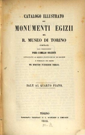 Catalogo illustrato dei Monumenti Egizii del R. Museo di Torino