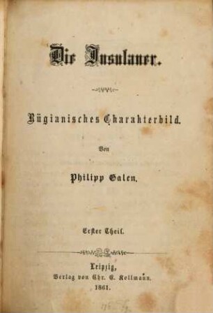 Die Insulaner : Rügianisches Charakterbild, 1
