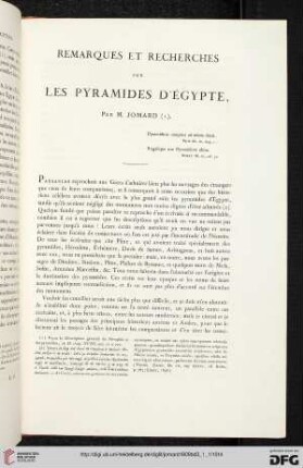Remarque et recherches sur les pyramides d’Égypte