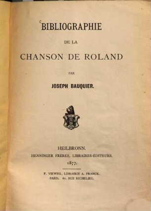Bibliographie de la Chanson de Roland
