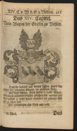 Das XIV. Capitel. Vom Wapen der Grafen zu Vehlen