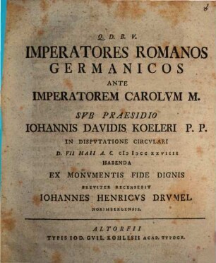 Imperatores Romanos Germanicos Ante Imperatorem Carolvm M.