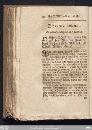 Die CLXIV. Lection. Gehalten Freytags d. 23. Nov. 1725.