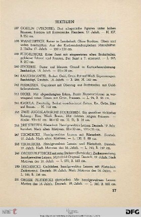 VIII. Textilien (Nr. 237-251)