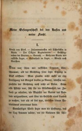 Gefangenschaft und Flucht : Denkwürdigkeiten, 1