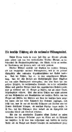 Die deutsche Dichtung als nationales Bildungsmittel