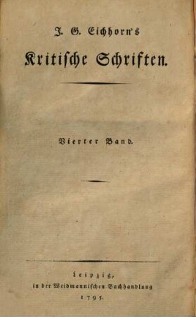 J. G. Eichhorn's Kritische Schriften, 4. Einleitung in die apokryphischen Schriften des Alten Testaments