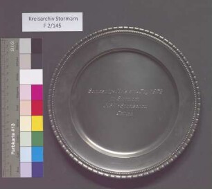 Ehrenteller mit der Gravur "Schleswig-Holstein-Tag 1978 in Stormarn Kreissportverband-Sportschau Trittau"