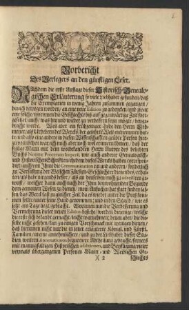 Vorbericht Des Verlegers an den günstigen Leser.